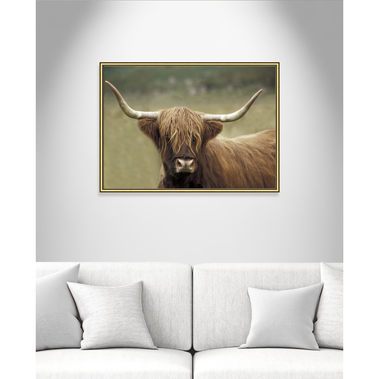 Frederic "Highland Afternoon" Print, 26.75" H x 36.75" W x 0.88" D, Gold Framed