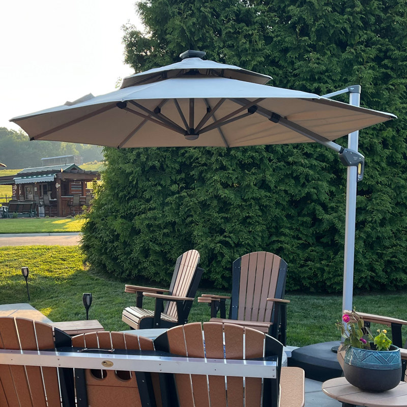 Parasol lumineux en porte-à-faux 12 po, Kaki