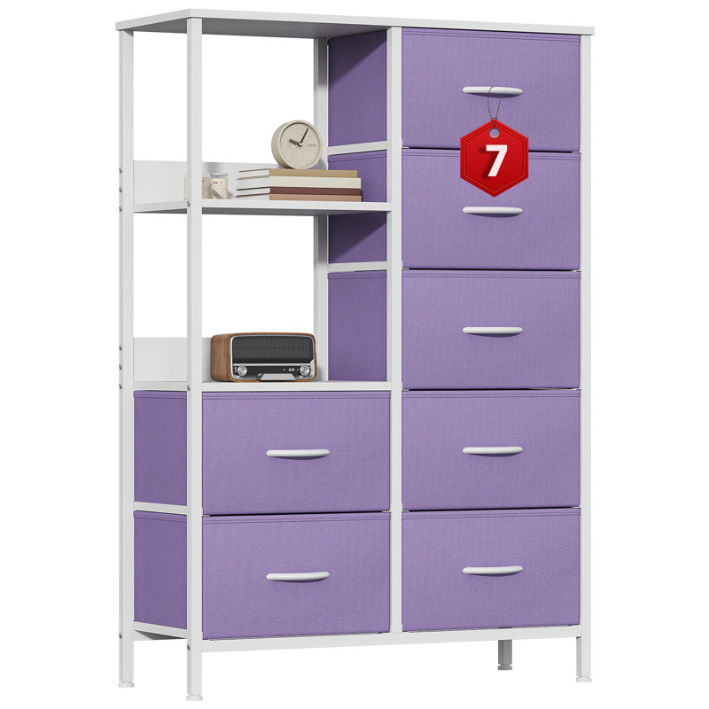 30 cm W Chest of 7 Drawers, Purple
