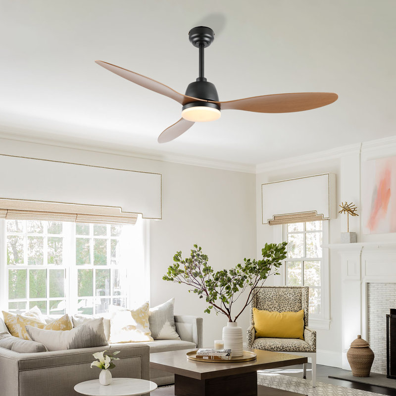 Clarra 52'' Ceiling Fan with LED Lights, Light Brown