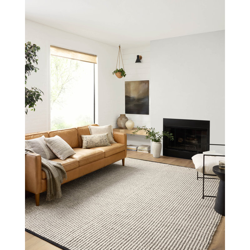 Handmade Black and Ivory Cotton Stripe Runner Rug