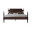 Structure de grand lit, lit plateforme en bois massif avec tête et pied de lit, pieds en métal au centre, 12 lattes robustes, silencieux, aucun sommier requis, assemblage facile, finition chêne rôti foncé-1080634211-1080634212