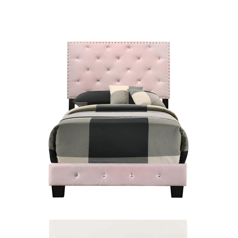 Charmant lit simple avec rangement, Pink