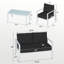 Ensemble de meubles de patio à structure en acier avec 2 chaises, 1 causeuse et table basse en verre trempé - Ensemble de conversation extérieur 4 pièces avec coussins en tissu Teslin pour la cour ou le jardin-101419790