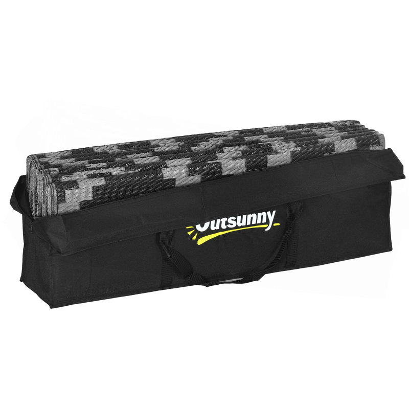 Outsunny Reversible Outdoor Rug, Waterproof Plastic Straw Floor Mat,Portable Rv Camping Carpet With Carry Bag,Large Floor Mat For Backyard,Deck,Picnic,Beach