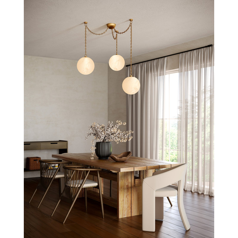 Petra 3 Light Black dimmable LED Chandelier, Antique Brass, 12-in