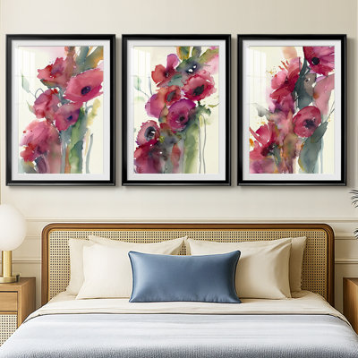 Poppy Summer I  -Custom Framed  Premium Print W Matt - 3 Pieces