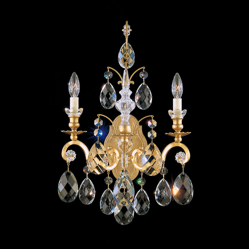 Renaissance 2 - Light Candle Wall Light, Heirloom Gold, Handcut Clear