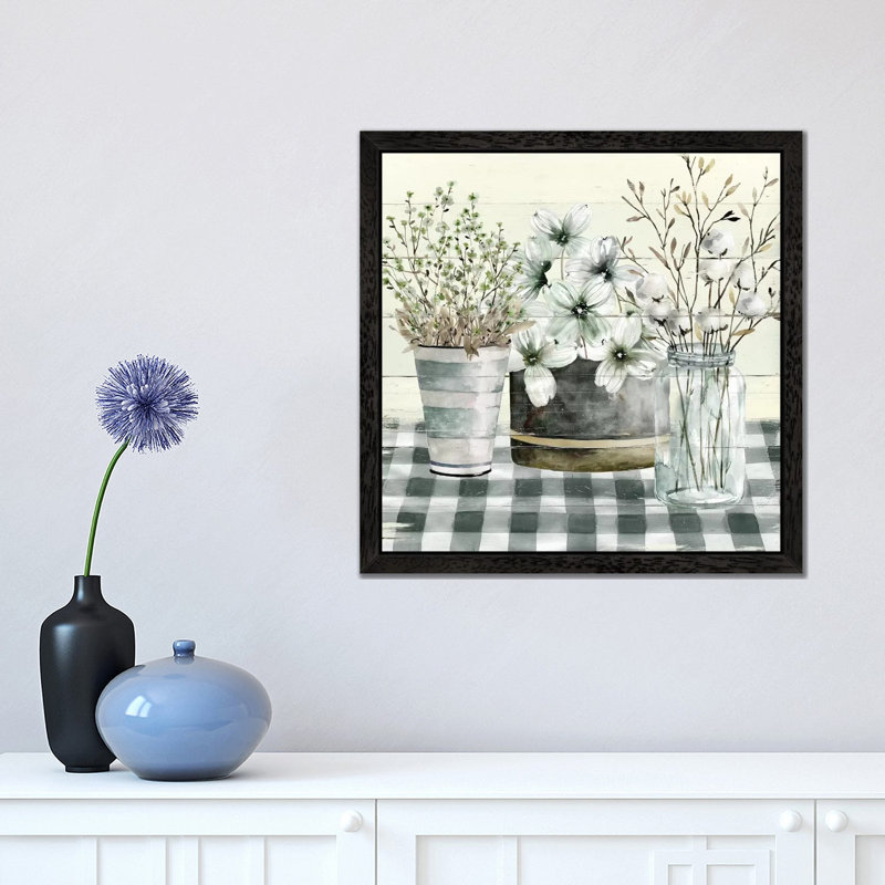 Spring Gingham II by Carol Robinson - Floater Frame Painting on Canvas, Black, 66.04 cm H x 66.04 cm W