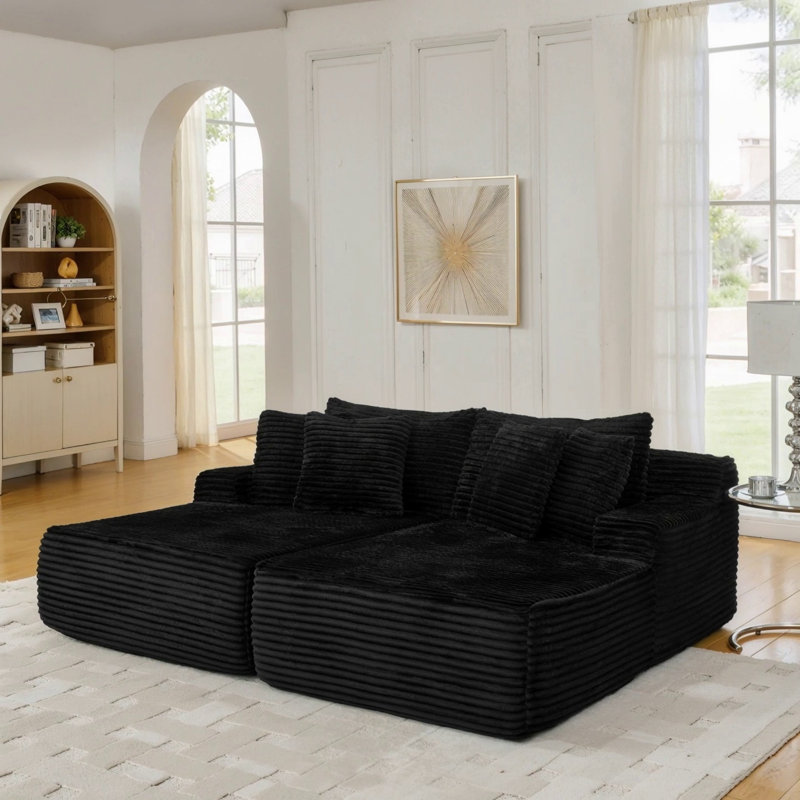 Two-Seater Lazy Sofa, Black