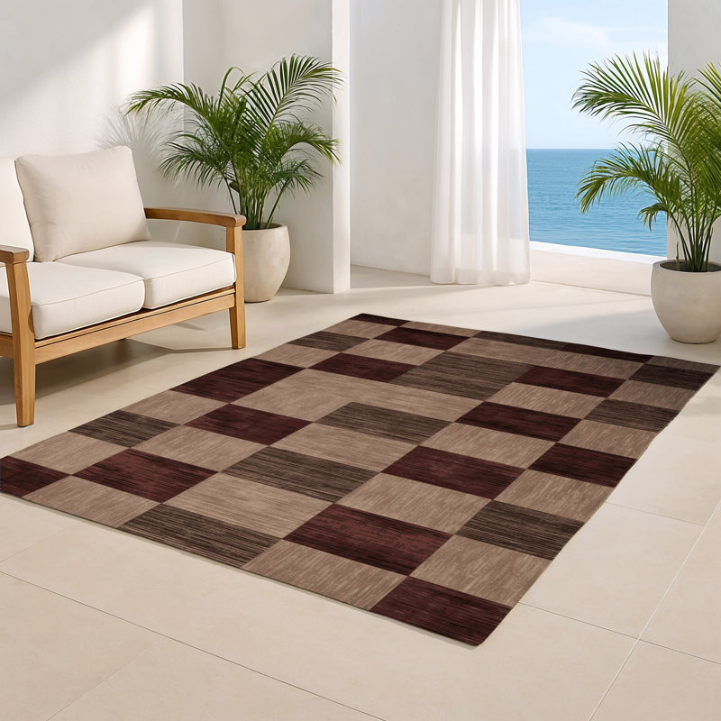 Tapis d'intérieur et d'extérieur à carreaux gris, Rectangulaire 2 pi x 3 pi