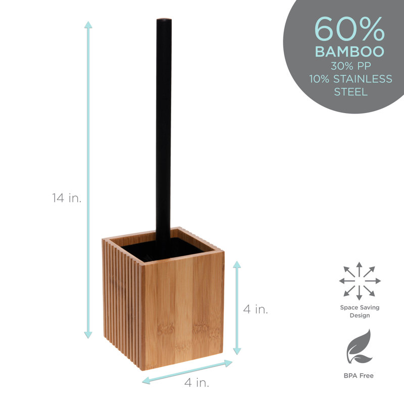 Brosse de toilette autoportante 14,37 po et support en brun
