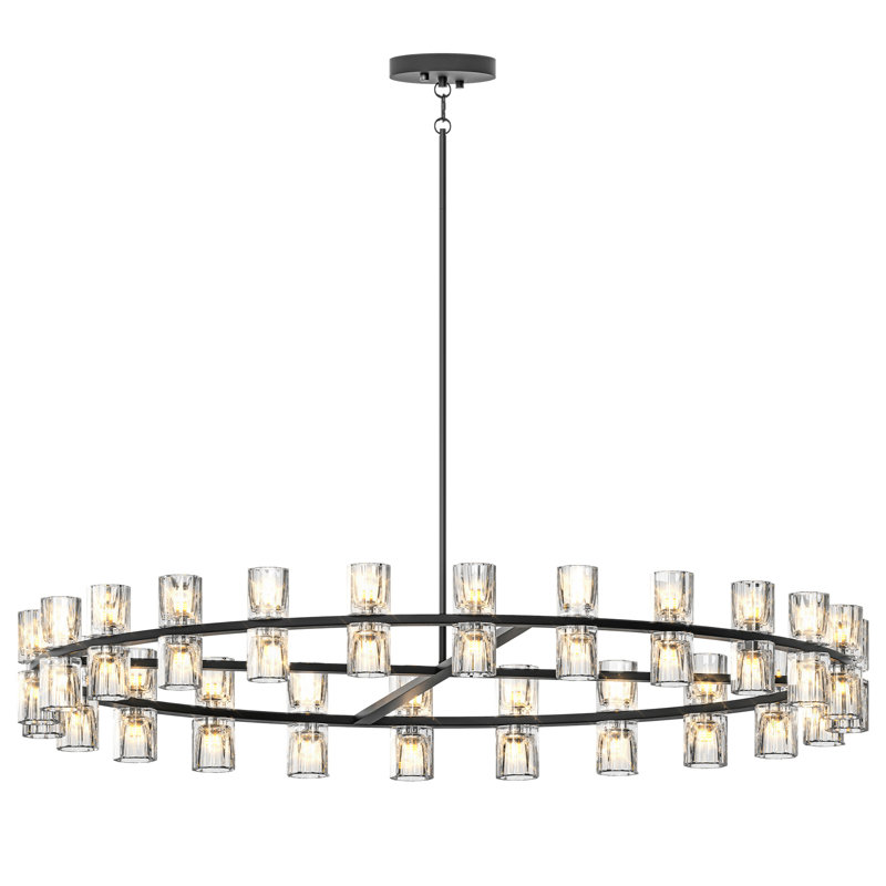 48 pouces en cristal pour la décoration intérieure, design noir luxueux, éclairage à DEL, plafonnier, câblé, écoénergétique, blanc chaud 2700K, salon et salle à manger design de 48 W 3, facile à installer
