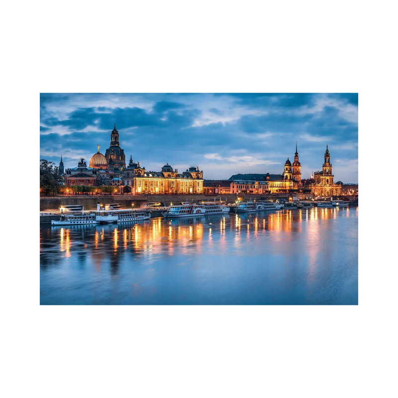 Dresden Skyline At Night by Jan Becke - Wrapped Canvas Print, 66.04 cm H x 45.72 cm W