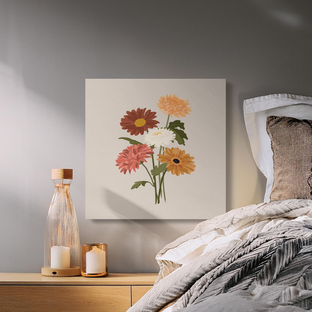 Floral Canvas Wall Art, Gerbera Daisies Print, Gallery Wrapped, Ready to Hang, Archival Quality, Modern Flower Art