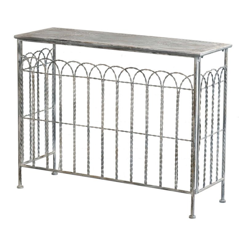 40x14x31" Rustic Iron Arched Fence Console Table, Accent Table