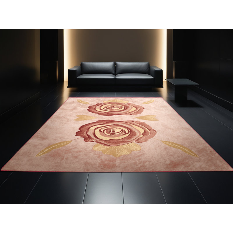 Tapis beige et moderne à motif abstrait lavable à la machine Torresdale Valentines, 8x10