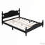 Lit plateforme rétro en bois avec tête de lit-747097356-747097346