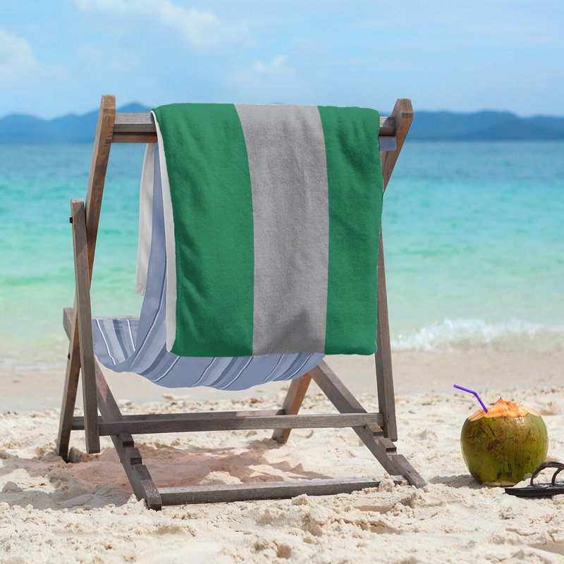 Vancouver Lightweight Beach Towel, Green/Cool Gray/Green, Poly/Cotton
