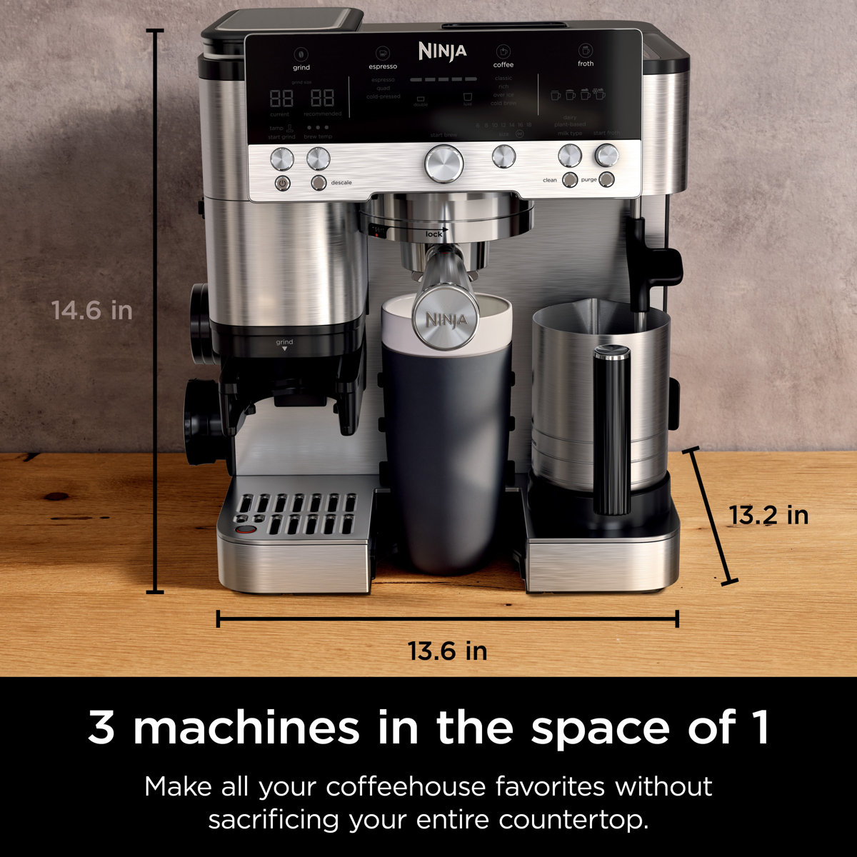 Ninja Luxe Café Premier Series 3-in-1 Espresso, Coffee and Cold Brew Machine- ES601