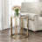 Mantu Faux Marble and Iron Round End Table with Scalloped Edges
