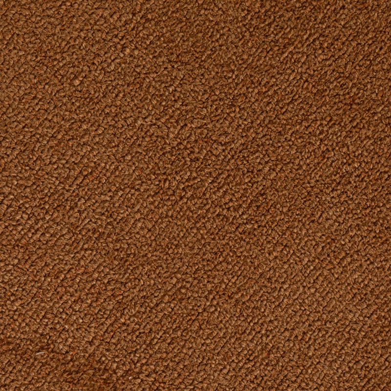 Terracotta Boucle Upholstered Ottoman with Tapered Mango Wood Legs