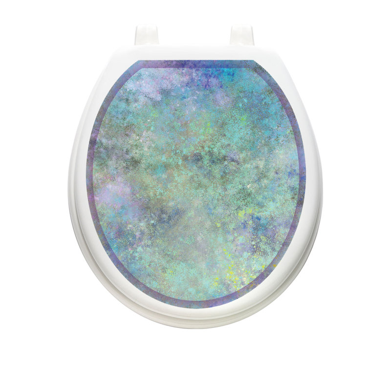 Adhésif décoratif bleu classique pour siège de toilette - Couvercle de toilette en vinyle antidérapant, Rond