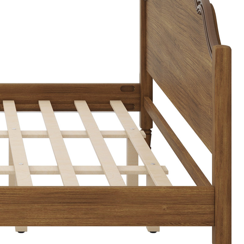 Plateforme de couchage robuste conçue avec une tête et un pied de lit pour une stabilité accrue, Walnut