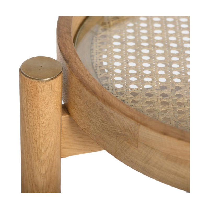 Callida Natural Oak Round Bar Cart with Storage
