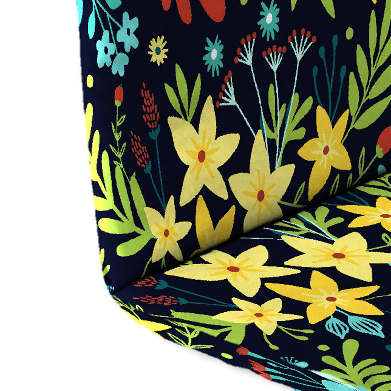 Coussin de chaise Adirondack d'extérieur, Motif floral noir
