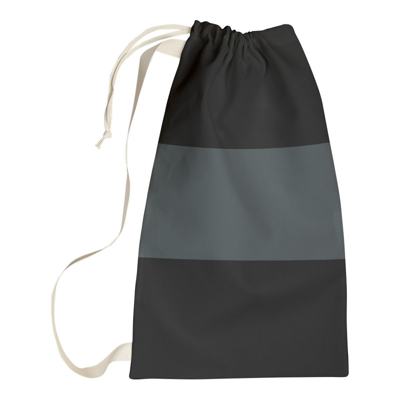 Fabric Laundry Bag with Handles, 36" H x 28" W x 1.5" D, Black/Steel Gray/Black