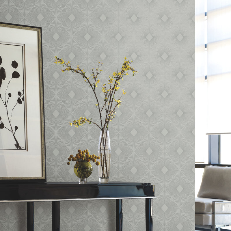Antonina Vella Modern Metals Geometric Metallic Wallpaper Double Roll by Antonia Vella, Black/Gold