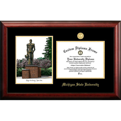NCAA Michigan State Spartans Gold Embossed Diploma with Campus Images Lithograph Frame