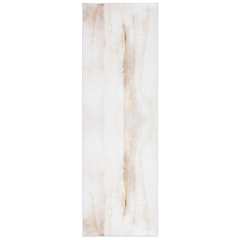 Tapis beige / doré Bennita, Tapis de couloir 2 pi 6 po x 8 pi