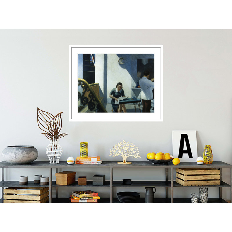 «Barber Shop» par Edward Hopper - impression giclée encadrée, H 13,75 po x l 16,13 po
