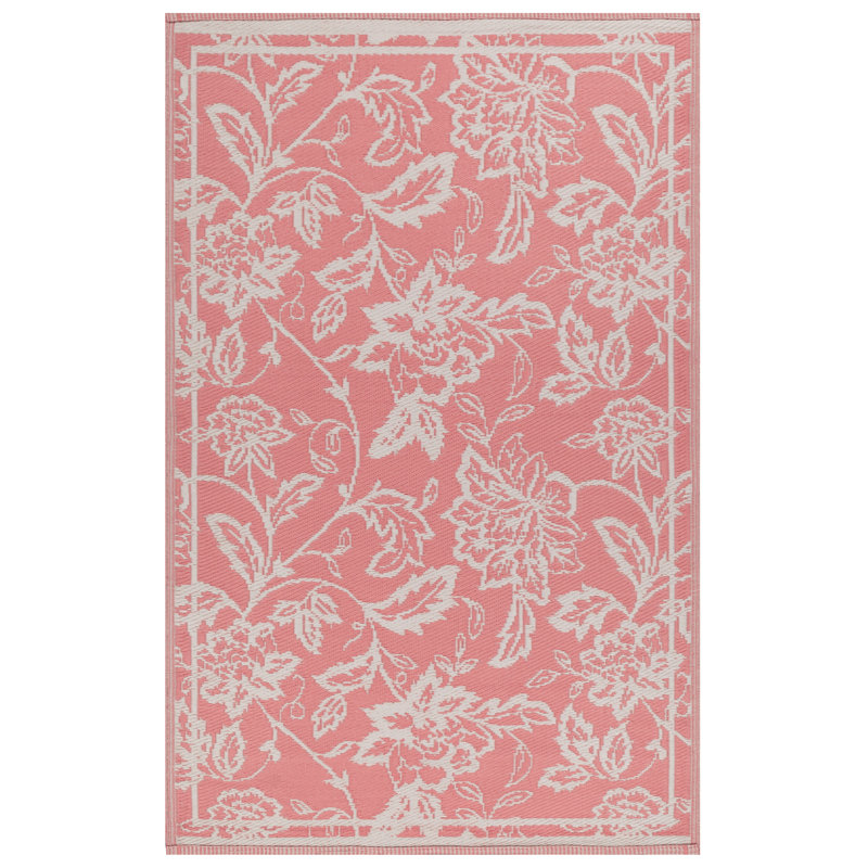 Anemone Floral Flatweave Indoor / Outdoor Area Rug, Pink