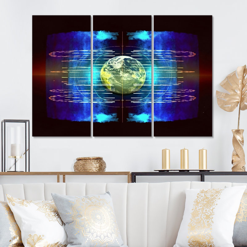 Waveform Spectrum Abstract Resonances III sur toile, 3 pièces, H 28 po x l 36 po x P 1 po