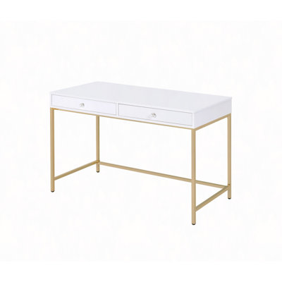 High Gloss & Gold Finish Writing Desk