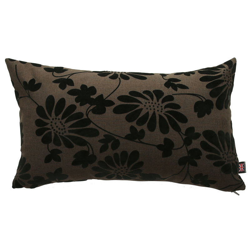 Floral Rectangular Cushion, Brown