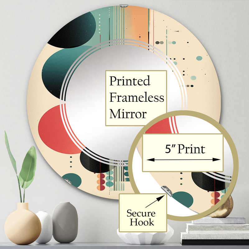 Bellecourt - Miroir mural moderne rond, 24 po x 24 po