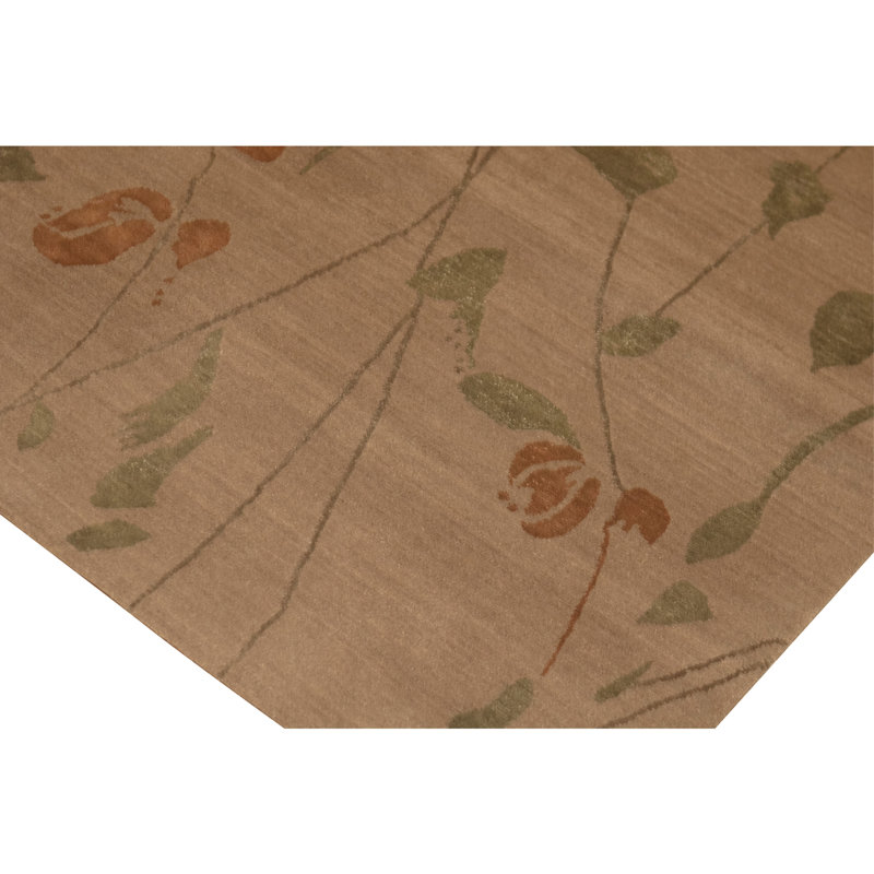 Hand Knotted Wool Area Rug in Brown