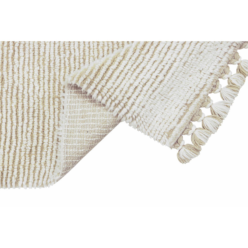 Pink Nose Sheep Hand Tufted Wool Area Rug in Sandstone/Sheep White, Rectangle 4' x 5'6"