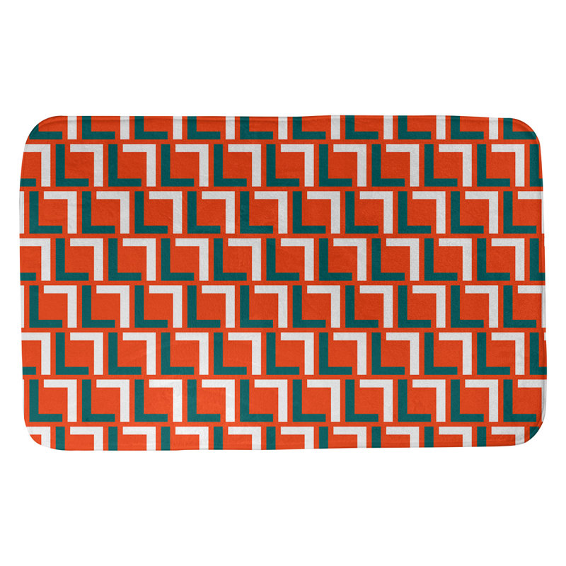 Tapis pour salle de bain Baltimore, l 17 po x L 24 po, Orange / blanc / turquoise