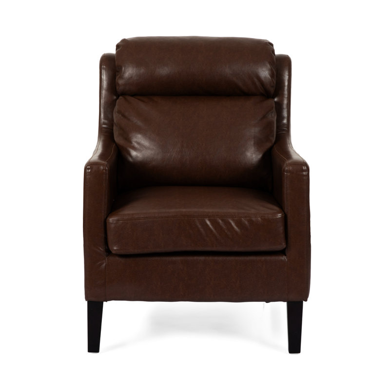 Élégant fauteuil club brun foncé avec un dossier en cascade innovant doté d'un revêtement moderne relaxant et doux