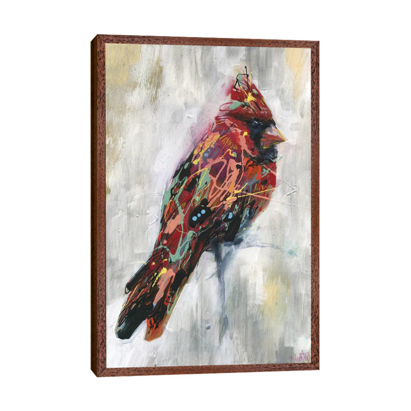 Ezra's Feathers by Black Ink Art - Painting on Canvas, Classic Brown Wood Framed, 101.6 cm H x 66.04 cm W