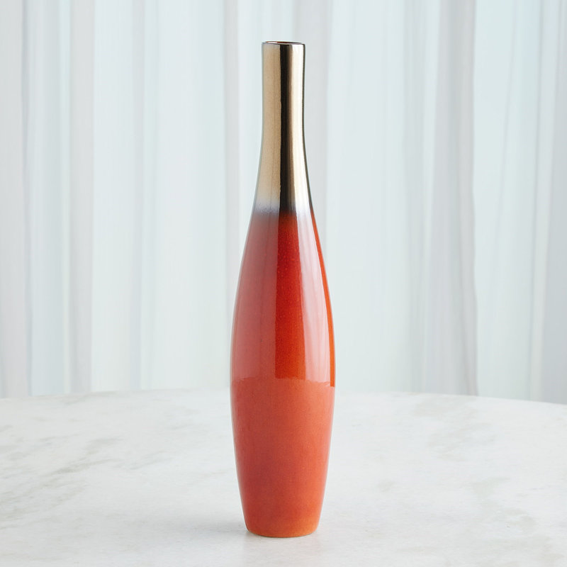 Boliche Vase-Dark -Short, Overall Height-  18.50", Red