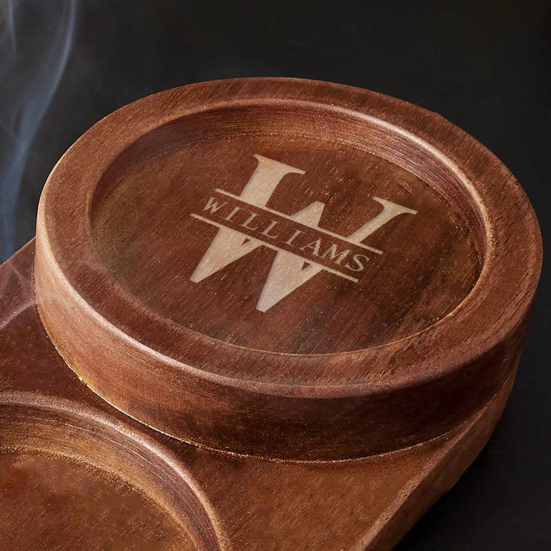 Cendrier à cigare gravé et porte-verre à whisky