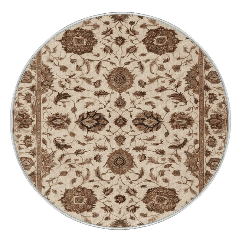 Machine Washable Persian Beige Area Rug, Round 8'