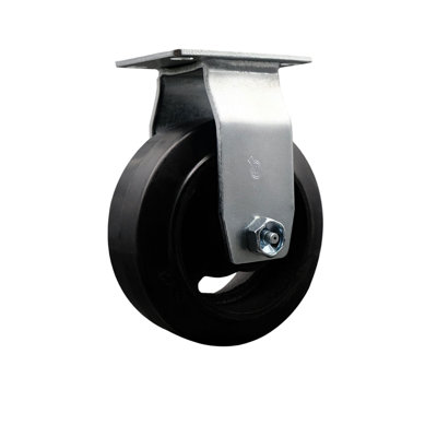 Rubber on Cast Iron Wheel Rigid Caster with Roller Bearing