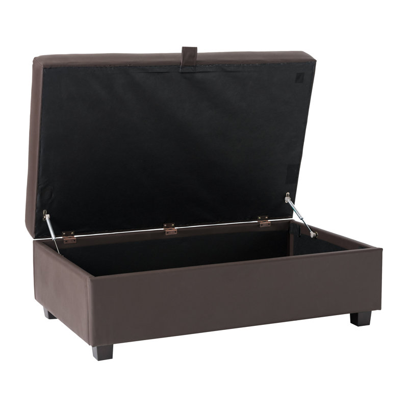 Reigen Faux Leather Ottoman, Brown Faux Leather